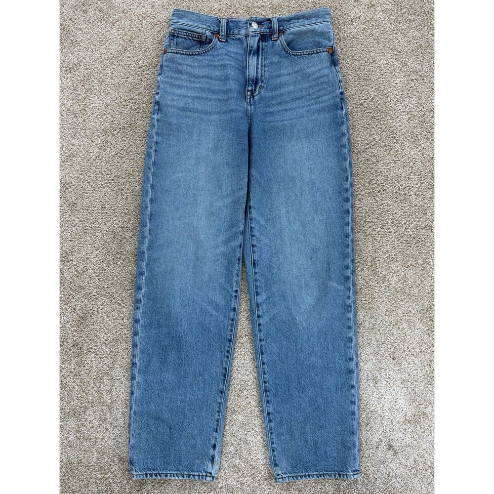 Madewell Baggy Straight Fit Jean Womens 26 Blue Light Wash High Rise 100% Cotton